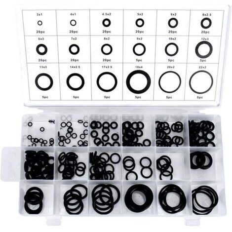 Lot de 225 joints toriques - Assortiment de 18 tailles différentes - 3-22 mm