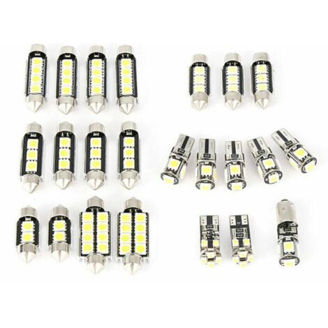 Lot de 23 ampoules LED Canbus ultra-lumineuses 5050 SMD pour éclairage intérieur voiture, plafonnier, liseuse carte, portières, coffre, immatriculation