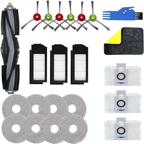 Lot de 23 Aspirateur Accessoires pour Ecovacs Deebot X1 Omni, X1e Omni Pieces de Rechange, 1 Brosse Principale, 6 Brosses latéral