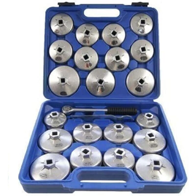 Lot de 23 Clés à Filtre à Huile, 1/2' Hexagonal 65-101 mm Outil de Retrait de Douille de Filtre à Huile en Aluminium pour Réparation Automobile de