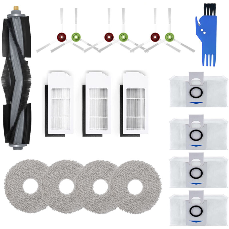 Lot de 23 Pièces de Rechange pour Ecovacs Deebot X1 Omni Aspirateur, X1e Omni Piece Detachee, 1 Brosse Principale, 6 Brosses latérales, 3 Filtres