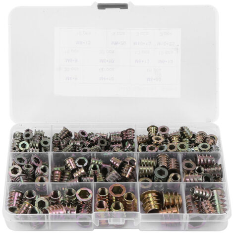 Lot de 230 écrous à visser M4-M10 en alliage de zinc, insert fileté pour meuble bois