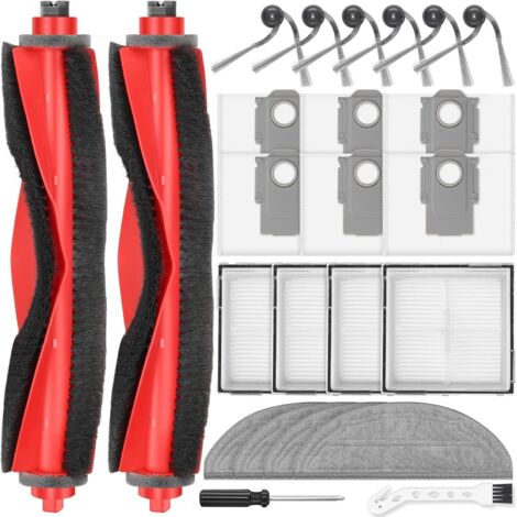 Lot de 24 - Accessoire robot aspirateur - Pièce détachée Roborock - Filtre HEPA Brosse principale Sac poussière Pour Q10 S5+ Noir 25,5cm