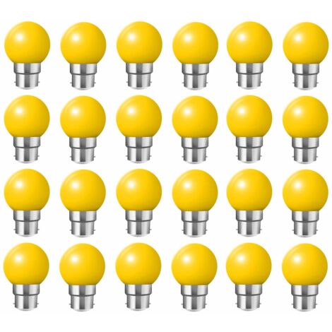 Lot de 24 Ampoule LED Couleur B22 2W équivalente 20W AC 220V-240V B22 Baïonnette Ampoules Guirlande LED Ampoules Multicolore pour Maison Bar Fête Décoration d'ambiance, Jaune