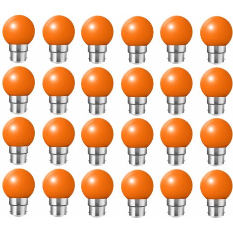Lot de 24 Ampoule LED Couleur B22 2W équivalente 20W AC 220V-240V B22 Baïonnette Ampoules Guirlande LED Ampoules Multicolore pour Maison Bar Fête Décoration d'ambiance, Orange