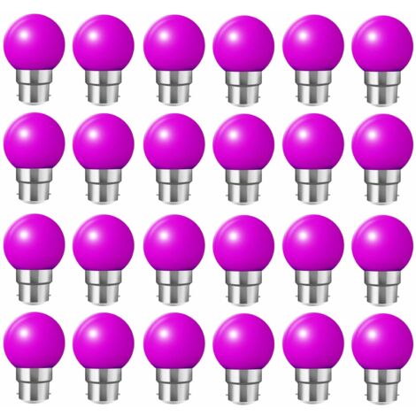 Lot de 24 Ampoule LED Couleur B22 2W équivalente 20W AC 220V-240V B22 Baïonnette Ampoules Guirlande LED Ampoules Multicolore pour Maison Bar Fête Décoration d'ambiance, Violet