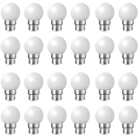 Lot de 24 ampoules LED B22 2W - 200 Lumens - Blanc Chaud incassables (équivalent 15W) pour Guirlande Extérieure - Ergots renforcés