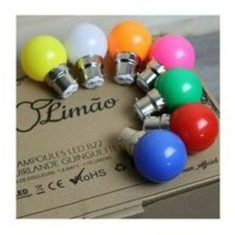 Lot de 24 Ampoules LED B22 Guirlande guinguette extérieur（6  rouge, 6  vert, 6  bleu et 6  jaune）