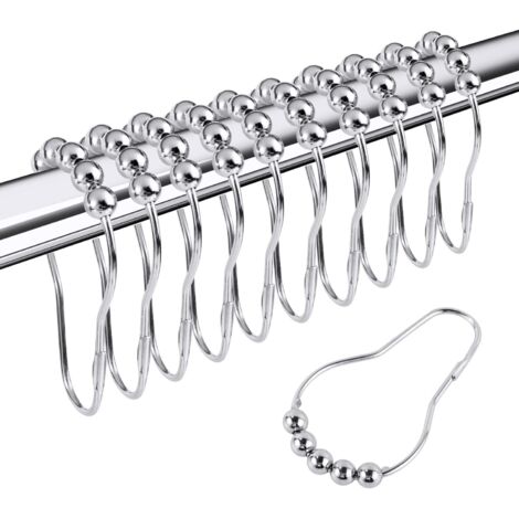 Lot de 24 anneaux de rideau de douche en acier inoxydable, forme gourde, suspension robuste