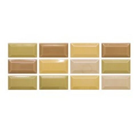 Lot de 24 autocollants pour carrelage, style briques rectangulaires, pour cuisine, salon, salle de bain, décoration d'intérieur (Couleur principale, 20 x 10,2 cm)