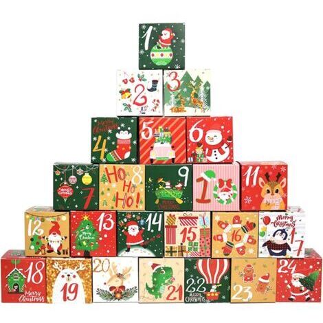 Lot de 24 boîtes de calendrier de l'Avent à remplir, bonbons, biscuits, pâtisserie, cadeaux de Noël
