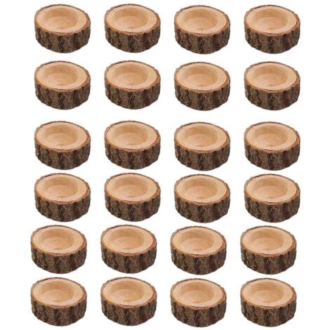 Lot de 24 bougeoirs en bois, photophores pour mariage
