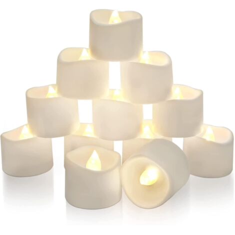 Lot de 24 bougies chauffe-plat LED avec minuterie, alimentées par piles, pour table à manger