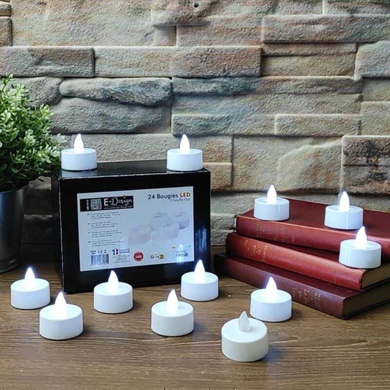 Arum Lighting - Lot de 24 Bougies à led Blanc Froid Effet Flamme chauffe plat