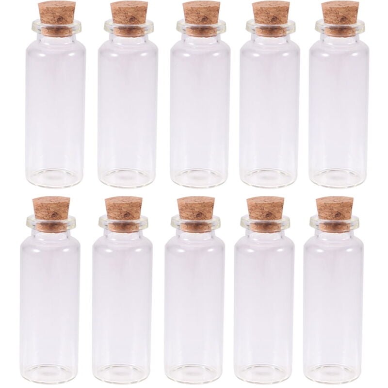Feiyue - Lot de 24 bouteilles en verre avec bouchon en liège, mini bouteilles vides en verre transparent pour la maison, petites choses, fournitures