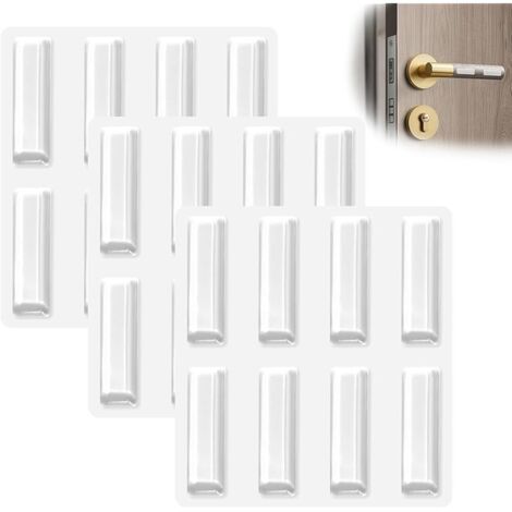 Lot de 24 butoirs en caoutchouc autocollants 35 x 10 mm - Tampons muraux transparents autocollants et butoirs d'armoire - Butoirs en silicone pour tiroirs et WC - Protection tampon invisible (A