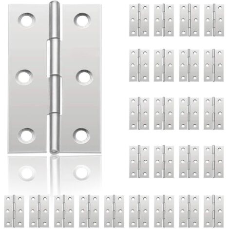 Lot de 24 charnières en inox pour portes 6 trous de montage Capacité de charge augmentée Pour boîtes à bijoux et meubles - 44mm32mm