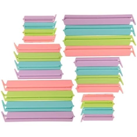 Lot de 24 clips de fermeture en plastique pour sachets de nourriture (3 tailles)