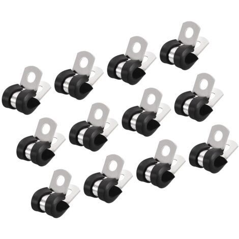 Lot de 24 colliers de serrage de 6 mm, en caoutchouc isolé en acier inoxydable 304 en forme de R pour tuyau métallique
