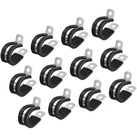 Lot de 24 colliers de serrage de câble de 20 mm, colliers de serrage isolés en caoutchouc en acier inoxydable 304 en forme de R pour tuyau métallique