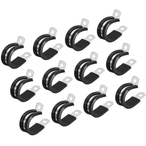 Lot de 24 colliers de serrage de câble de 22 mm, avec coussin en caoutchouc isolé en acier inoxydable 304 en forme de R, support de tube en métal pour tuyau métallique