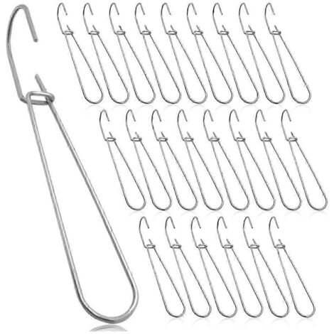 Lot de 24 crochets métalliques de 18,5 cm (7,3 pouces) pour patrons de couture, couleur argent.