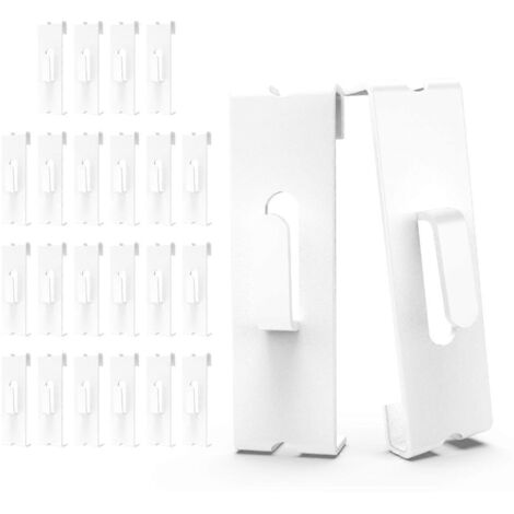 Lot de 24 crochets muraux pour grille, crochets pour panneaux grillagés, crochets muraux blancs