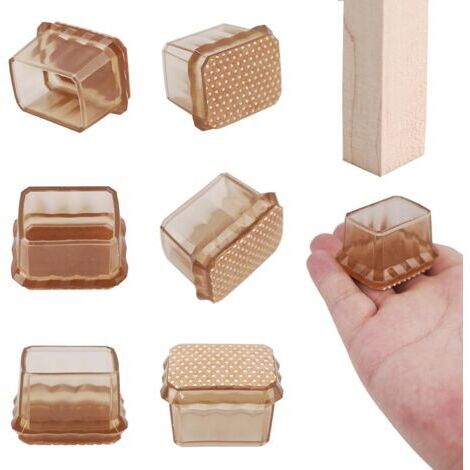 Lot de 24 embouts carrés en silicone pour pieds de chaise, protège-sols pour chaises, tables/lits, couvre-pieds de meubles, coupelles pour éviter les rayures sur les parquets