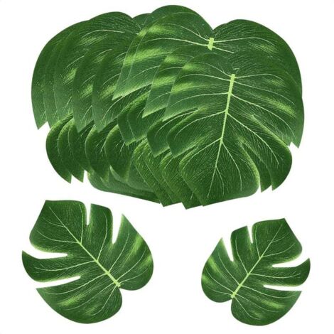 Lot de 24 Feuilles Artificielles Tropicales Décoration Plante Monstera Palmier Thème Jungle