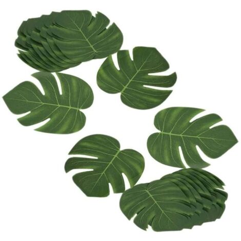 Lot de 24 feuilles tropicales artificielles hawaïennes Luau - 20,3 cm - Pour fête sur le thème de la jungle, plage, décorations de