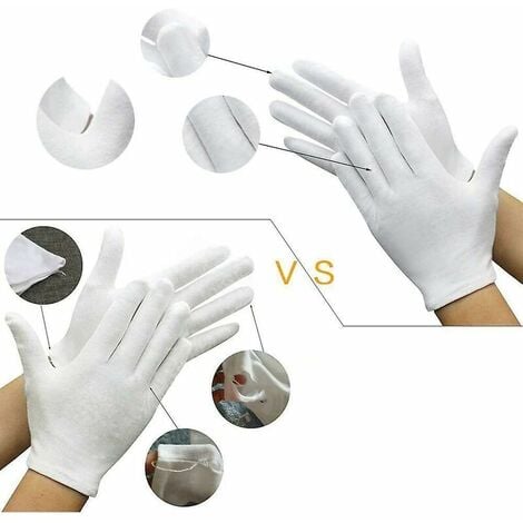 YOYAXI Lot de 24 gants en coton blanc Gants de travail Gants anti-humidité cosmétiques