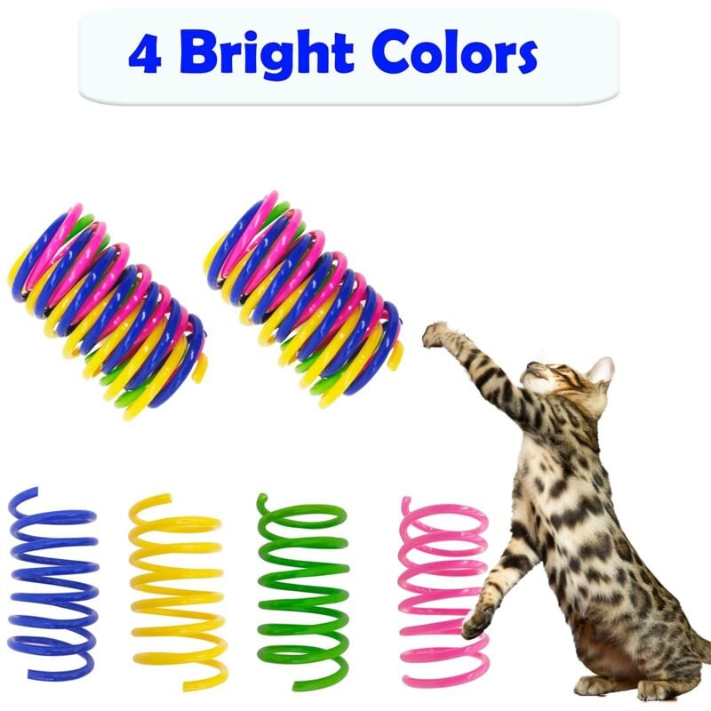 Lot de 24 jouets à ressort colorés pour chat, jouets à ressort pour chat, jouets à ressort colorés pour chat