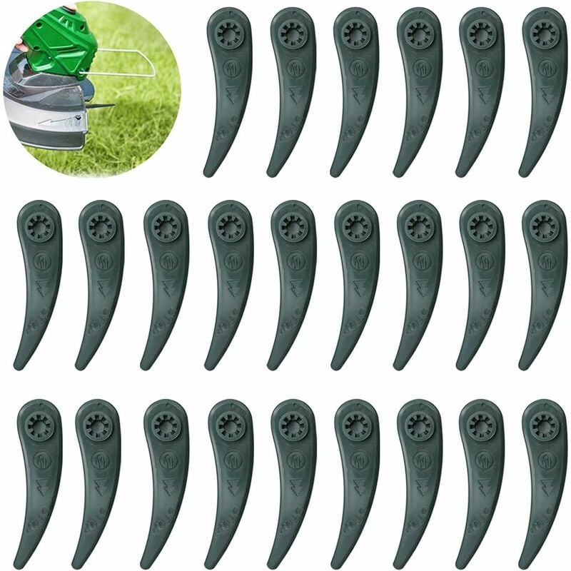 Lot de 24 lames de rechange pour coupe-bordures Bosch pour débroussailleuse Bosch Durablade Art 23-18 LI Art 26-18 LI, vert