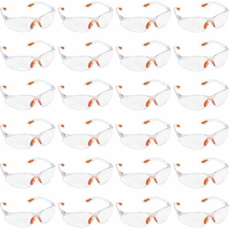 Gabrielle Lot de 24 Lunettes de Sécurité Transparentes - Lunettes de Protection avec Verres en Plastique, Pont-de-Nez et Embouts de Branches en