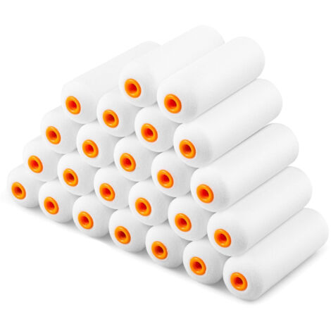 Lot de 24 manchons pour mini-rouleaux de peinture de 10 cm (4 pouces), rouleaux en mousse haute densité, petits manchons en mousse pour surfaces lisses, armoires, portes et tables
