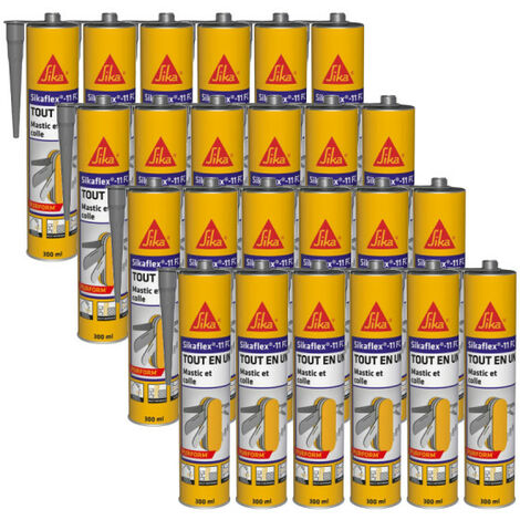 Lot de 24 mastics colle multi-usages SIKA Sikaflex 11 FC Purform - Gris béton - 300 ml
