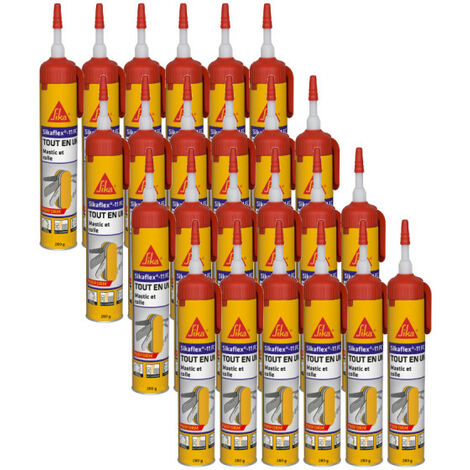 Lot de 24 mastics colle multi-usages SIKA Sikaflex 11 FC Purform - sans pistolet - Blanc - 260 g