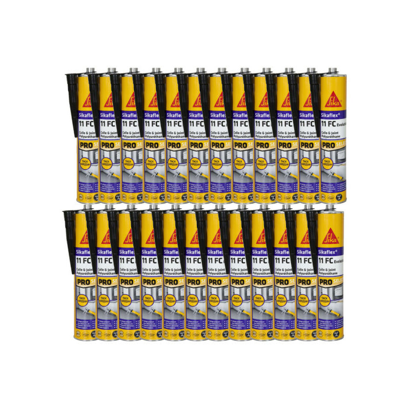Sika - Lot de 24 mastics colle flex 11 fc+ Evolution - Noir - 300ml