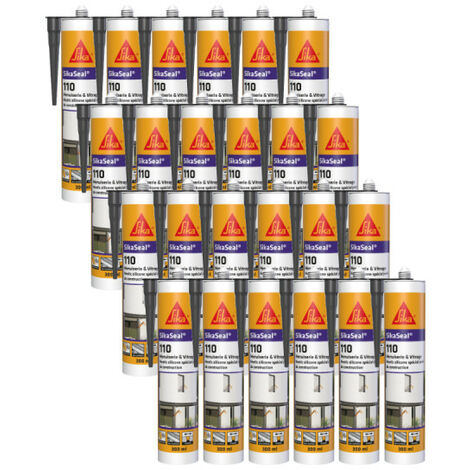 Lot de 24 mastics silicone SIKA SikaSeal 110 Menuiserie & Vitrage - Anthracite - 300ml
