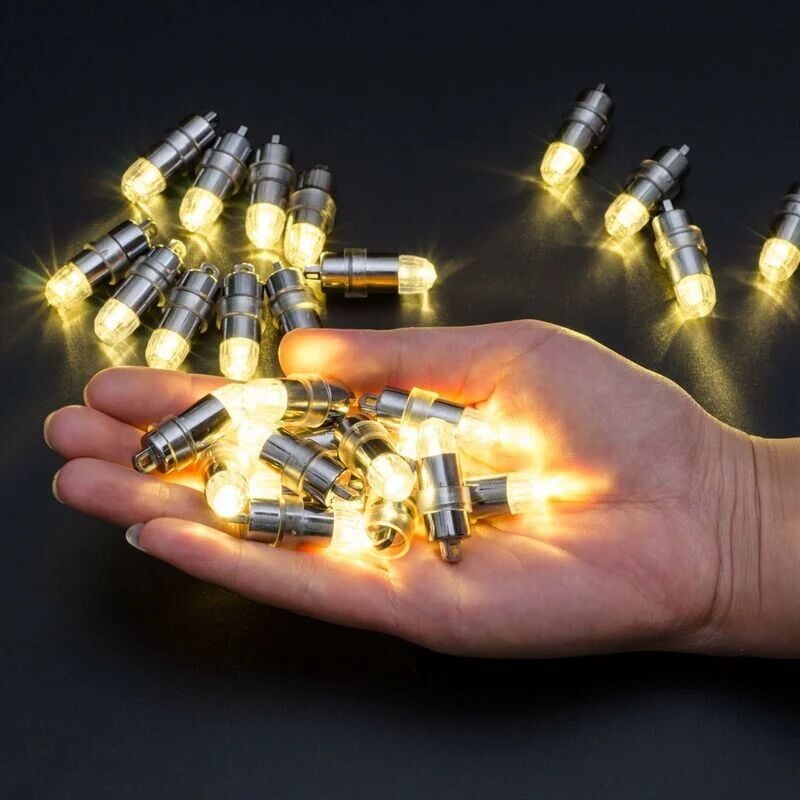 Lot de 24 mini lampes led étanches à piles pour lanternes en papier Blanc chaud