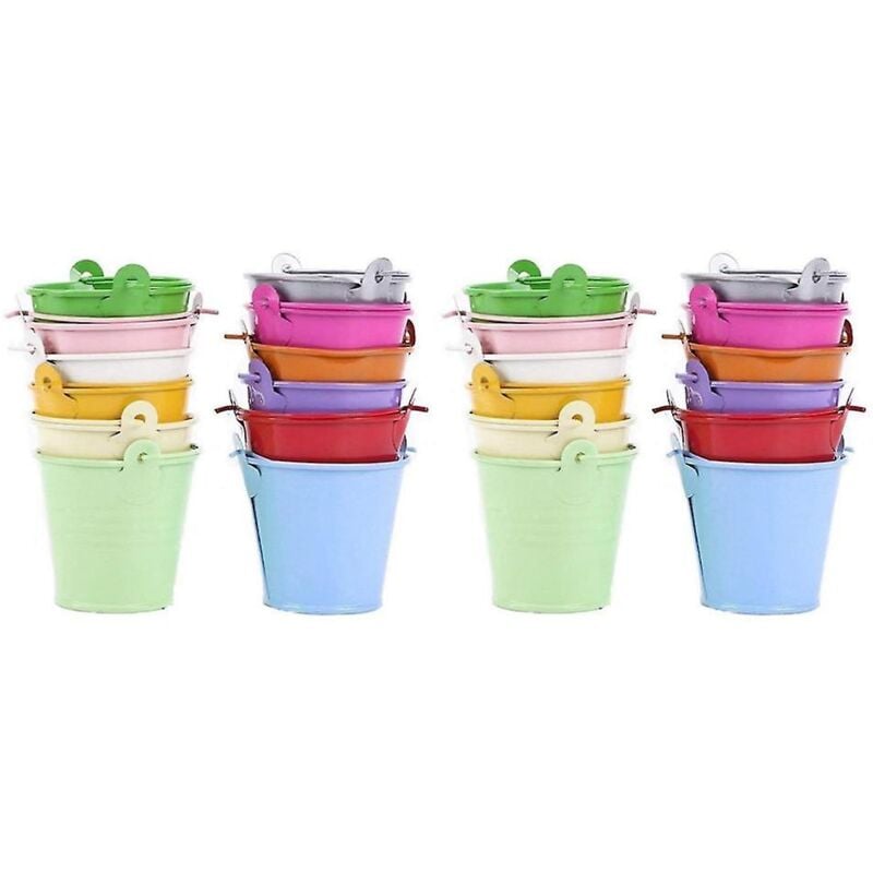 Lot de 24 mini seaux en métal pour décoration de table (couleur aléatoire)