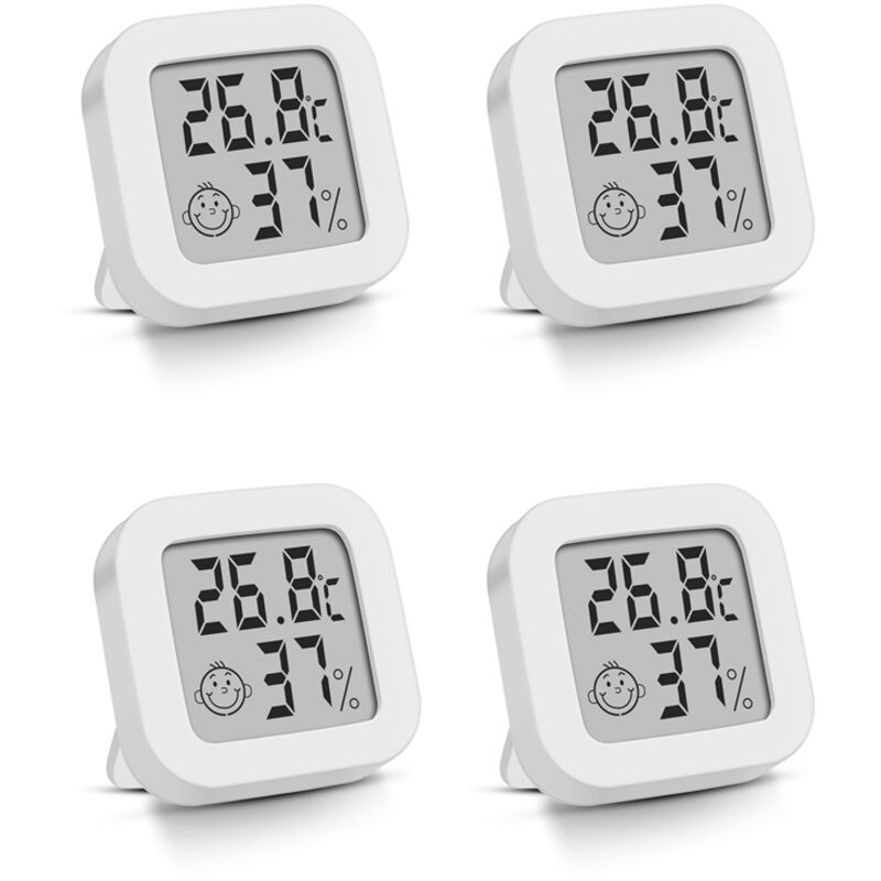 4-Pack White Mini Digital Thermometers – For Indoors