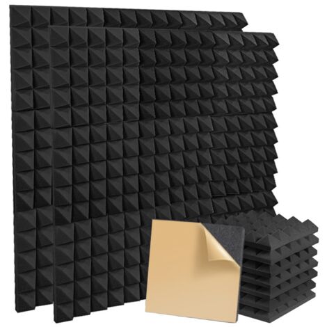 Lot de 24 panneaux acoustiques auto-adhésifs, panneaux insonorisants en polyuréthane, panneaux muraux insonorisants haute densité, 30 x 30 x 5 cm
