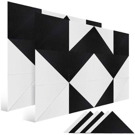 Lot de 24 panneaux muraux insonorisants, autocollants, absorbant le son, noir et blanc
