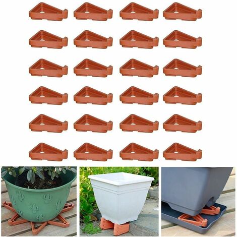 Lot de 24 pieds de pot de fleurs triangulaires pour intérieur et extérieur