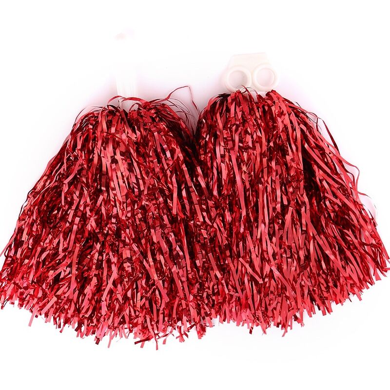 Lot de 24 pompons de pom-pom girl en aluminium métallique avec poignée en plastique pour adultes et enfants