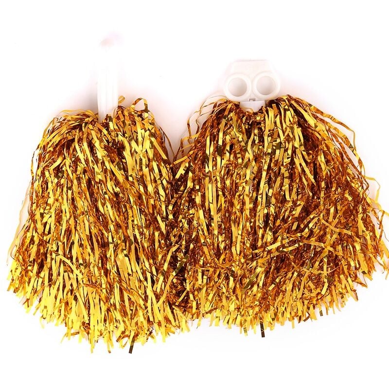 Lot de 24 pompons de pom-pom girl en aluminium métallique avec poignée en plastique pour adultes et enfants