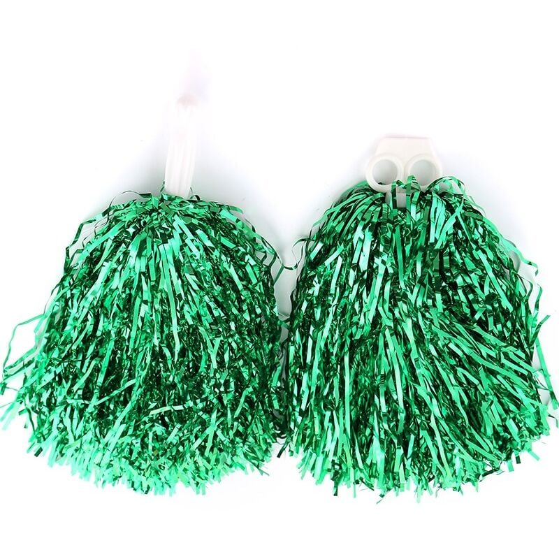 Lot de 24 pompons de pom-pom girl en aluminium métallique avec poignée en plastique pour adultes et enfants