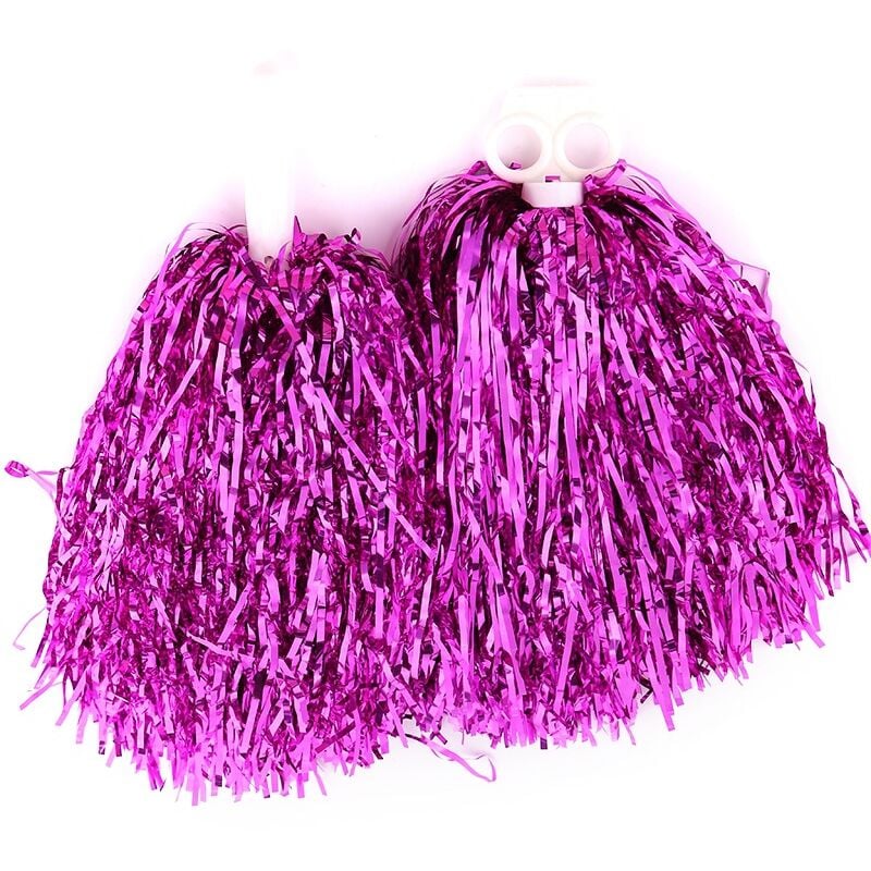Lot de 24 pompons de pom-pom girl en aluminium métallique avec poignée en plastique pour adultes et enfants