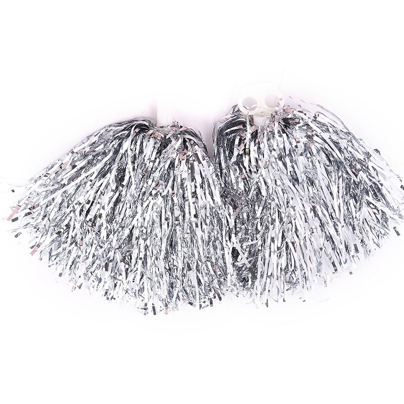 Lot de 24 pompons de pom-pom girl en aluminium métallique avec poignée en plastique pour adultes et enfants